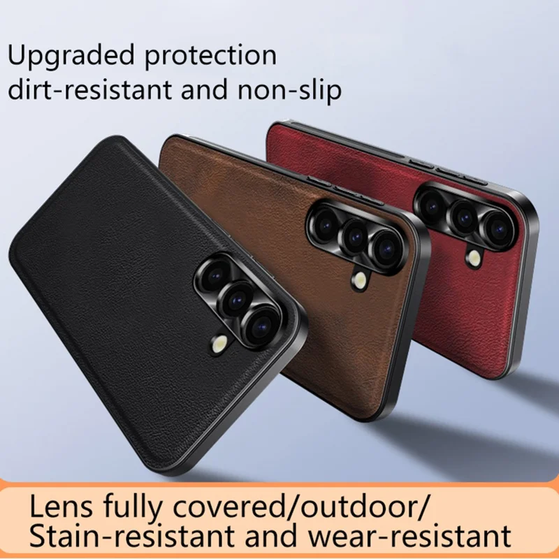 Étui pour Samsung Galaxy S24 FE en PU + TPU + PC avec Cadre de Lentille Métallique - Noir