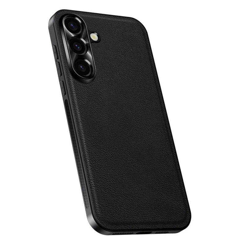 Cover per Samsung Galaxy A16 5G / 4G in PU + TPU + PC con Cornice Metallica per Obiettivo - Nero