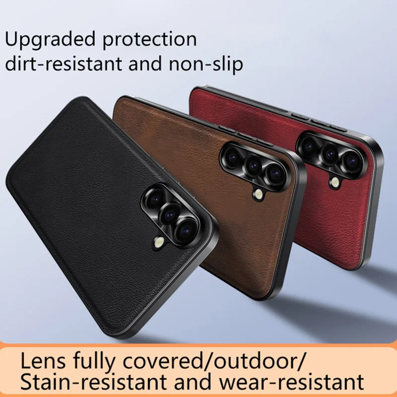 Cover per Samsung Galaxy A16 5G / 4G in PU + TPU + PC con Cornice Metallica per Obiettivo - Nero