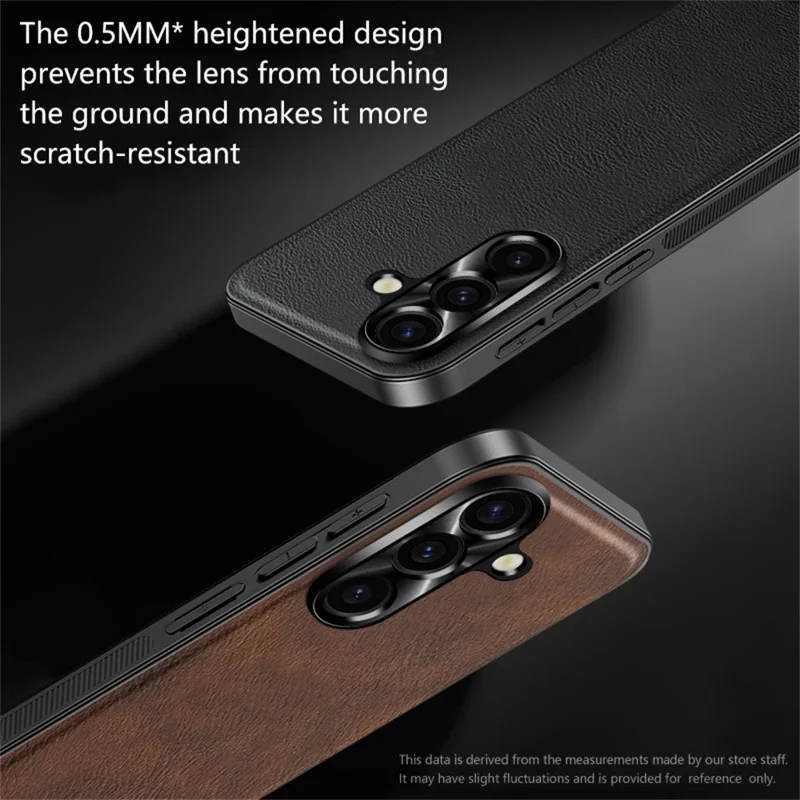 Voor Samsung Galaxy A55 5G hoesje PU + TPU + PC telefoon achtercover met metalen lensframe - Zwart