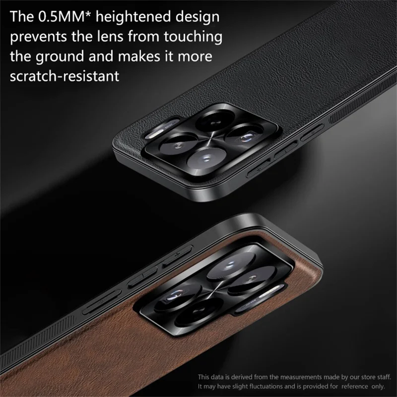 Voor Xiaomi 15 Hoesje PU + TPU + PC Telefoonhoes met Metalen Lensframe - Zwart