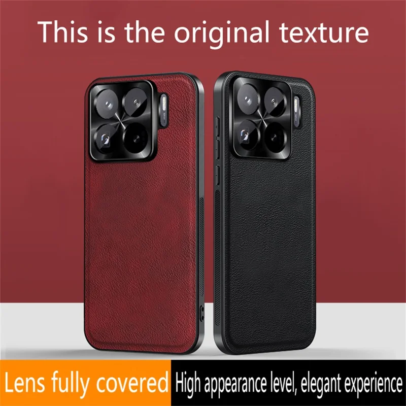 Voor Xiaomi 15 Hoesje PU + TPU + PC Telefoonhoes met Metalen Lensframe - Zwart