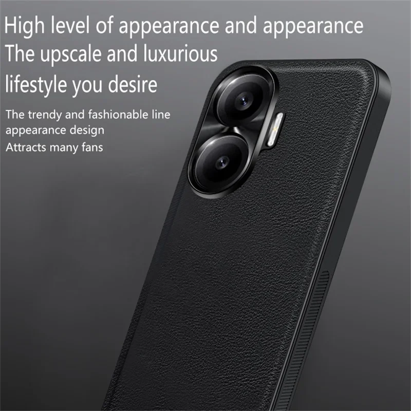 For Xiaomi Redmi Turbo 4 Pro 5G Case PU + TPU + PC Phone Back Cover with Metal Lens Frame - Black