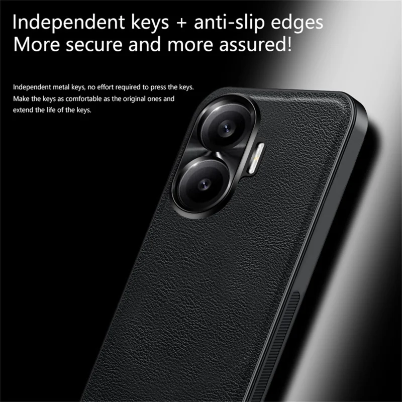 For Xiaomi Redmi Turbo 4 Pro 5G Case PU + TPU + PC Phone Back Cover with Metal Lens Frame - Black