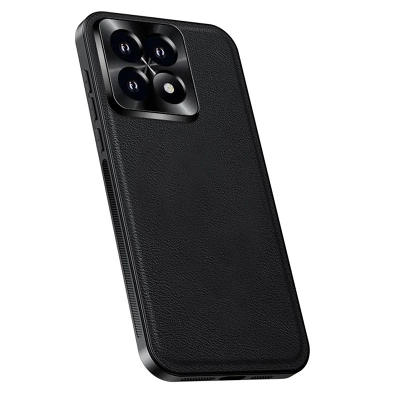 Für Xiaomi 14T Pro Hülle PU + TPU + PC Rückseite mit Metall-Objektivrahmen - Schwarz