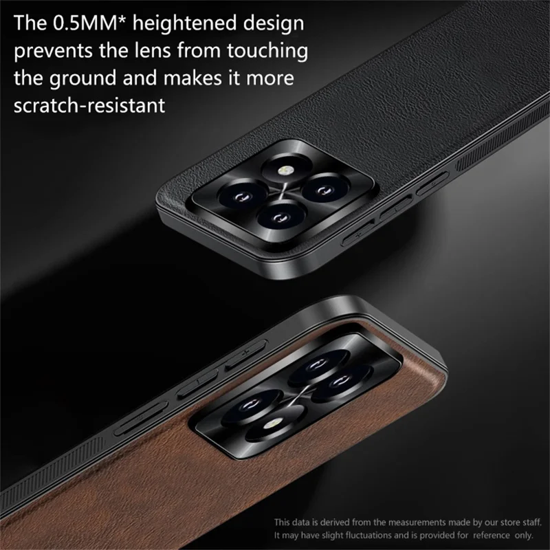 Für Xiaomi 14T Pro Hülle PU + TPU + PC Rückseite mit Metall-Objektivrahmen - Schwarz