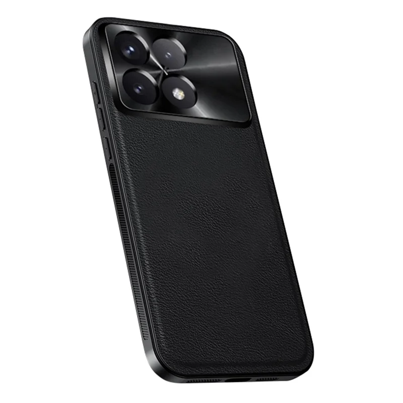 Für Xiaomi Redmi K70 5G / Poco F6 Pro 5G Hülle PU + TPU + PC Handyrückseite mit Metall-Objektivrahmen - Schwarz