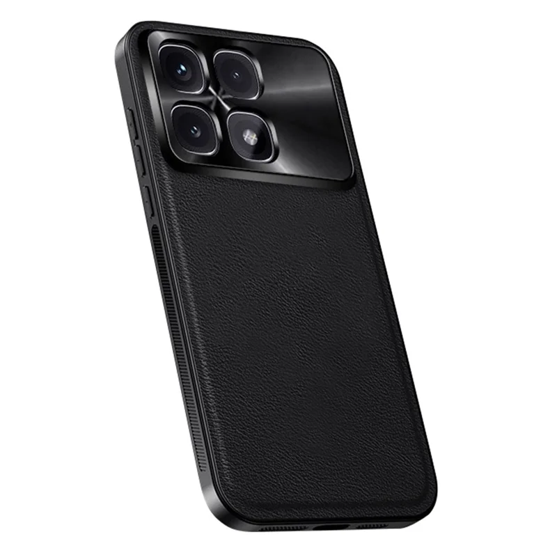 Für Xiaomi Redmi K70 Ultra Hülle PU + TPU + PC Handyrückseite mit Metall-Objektivrahmen - Schwarz