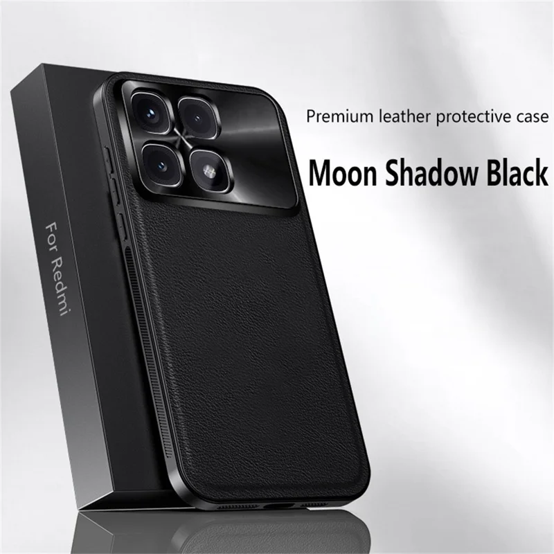 Für Xiaomi Redmi K70 Ultra Hülle PU + TPU + PC Handyrückseite mit Metall-Objektivrahmen - Schwarz