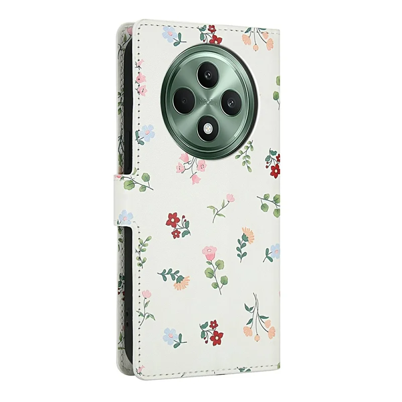 Wallet Case for Oppo Reno12 F 5G / 4G / F27 5G Rhombic Floral Design Leather Flip Phone Cover with Strap - A1