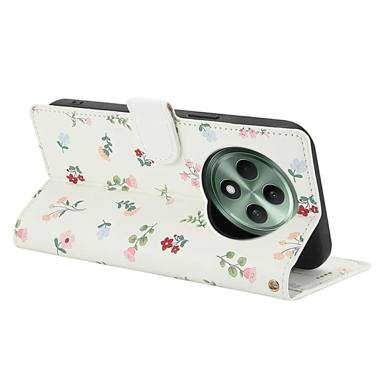 Wallet Case for Oppo Reno12 F 5G / 4G / F27 5G Rhombic Floral Design Leather Flip Phone Cover with Strap - A1