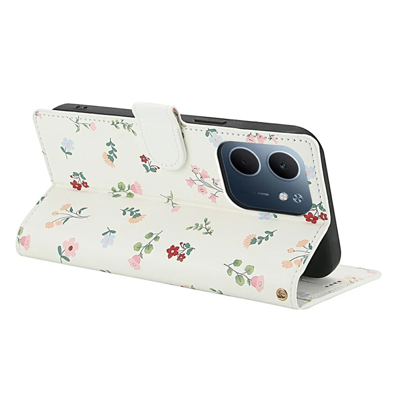 Étui portefeuille pour Oppo A5x 5G / A3x 5G (Inde) / A3x 4G / A3 4G / A3 5G / A60 5G / A40 4G / A40M 4G Motif Rhombique Floral Housse de téléphone en cuir avec Lanière - A1