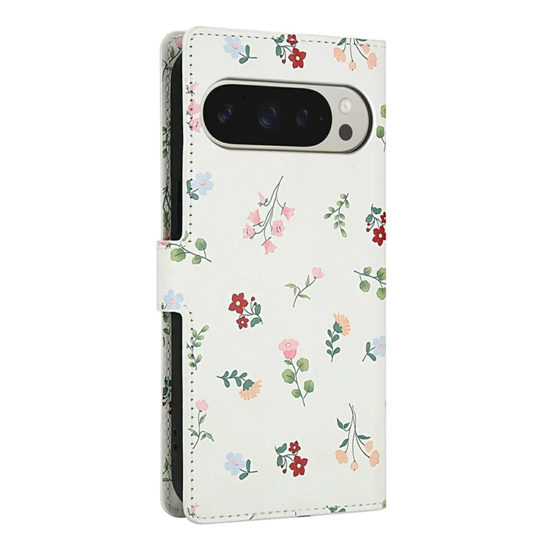 For Google Pixel 10 Pro XL  / 9 Pro XL Wallet Case Rhombic Floral Design Leather Flip Phone Cover with Strap - A1