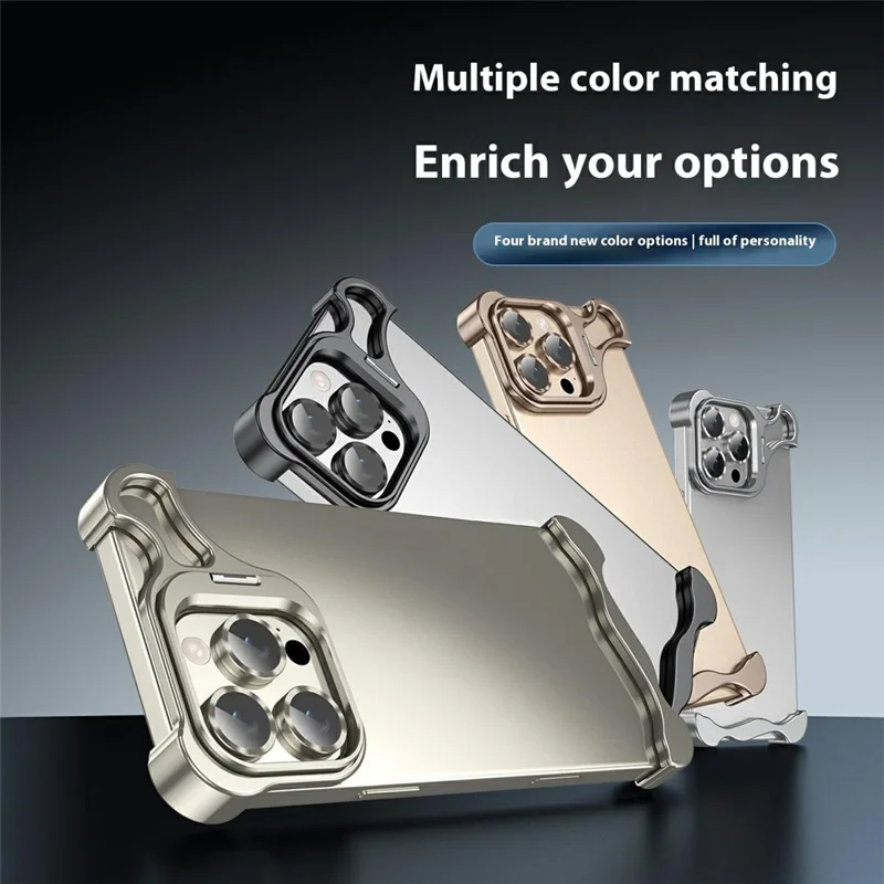 For iPhone 16 Pro Bumper Case Lens Kickstand Heat Dissipating Metal Corner Phone Cover - Titanium