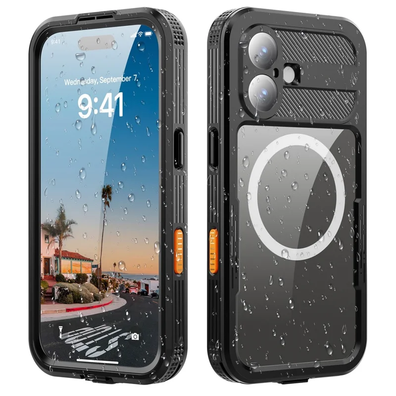 SHELLBOX Per iPhone 17 Cover Impermeabile IP68 Compatibile con MagSafe Custodia Trasparente - Nero