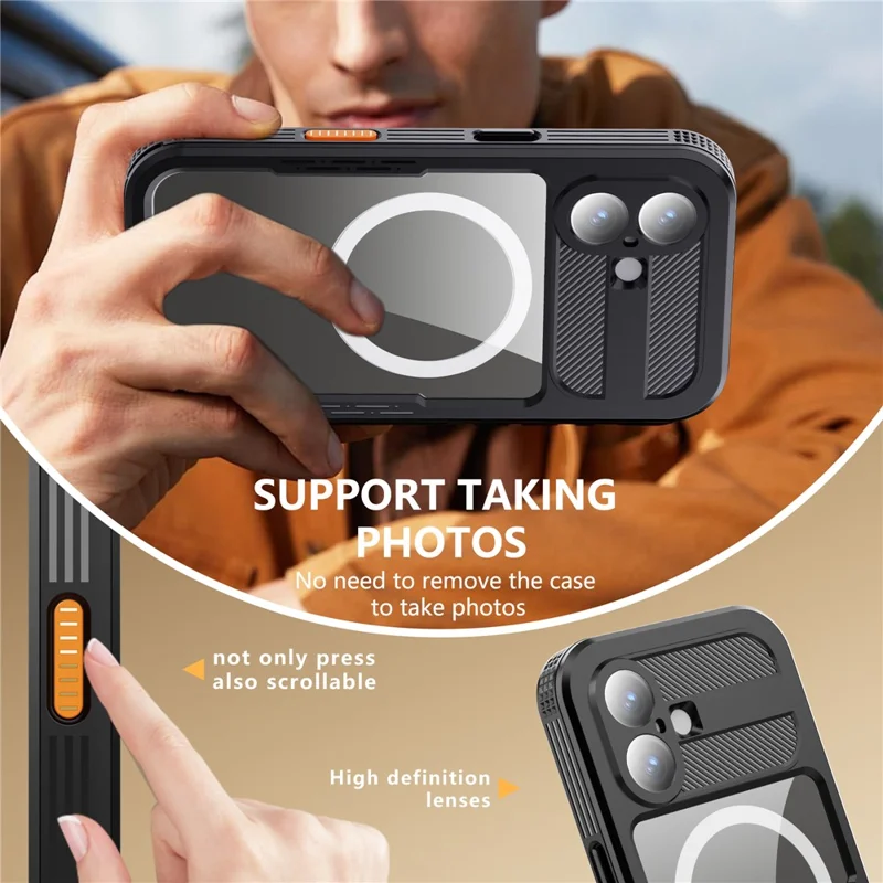 SHELLBOX Per iPhone 17 Cover Impermeabile IP68 Compatibile con MagSafe Custodia Trasparente - Nero