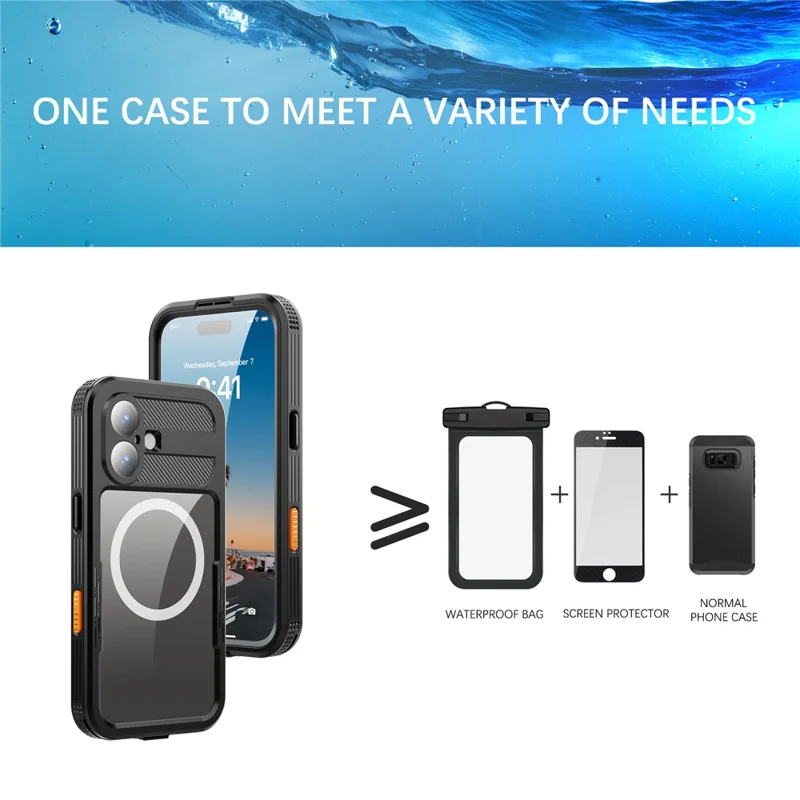SHELLBOX Per iPhone 17 Cover Impermeabile IP68 Compatibile con MagSafe Custodia Trasparente - Nero