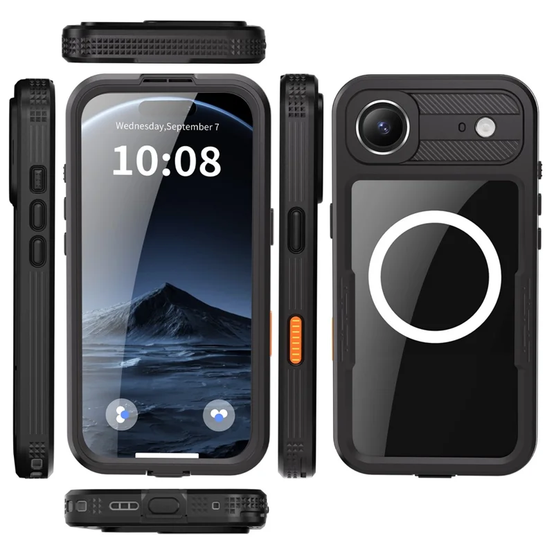 SHELLBOX per iPhone 17 Air Custodia impermeabile IP68 compatibile con MagSafe Custodia telefonica trasparente - Nero