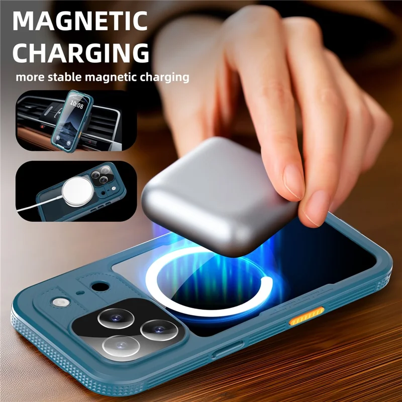 SHELLBOX Custodia Impermeabile IP68 Compatibile con MagSafe per iPhone 17 Pro - Trasparente Blu