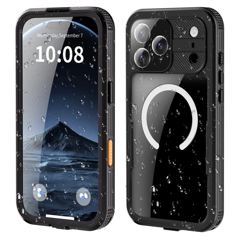SHELLBOX Pour iPhone 17 Pro Max Coque Étanche IP68 Compatible avec MagSafe Housse de Téléphone Transparente - Noir