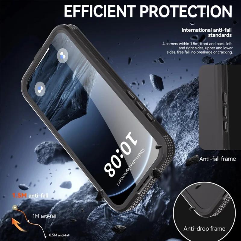 SHELLBOX Pour iPhone 17 Pro Max Coque Étanche IP68 Compatible avec MagSafe Housse de Téléphone Transparente - Noir