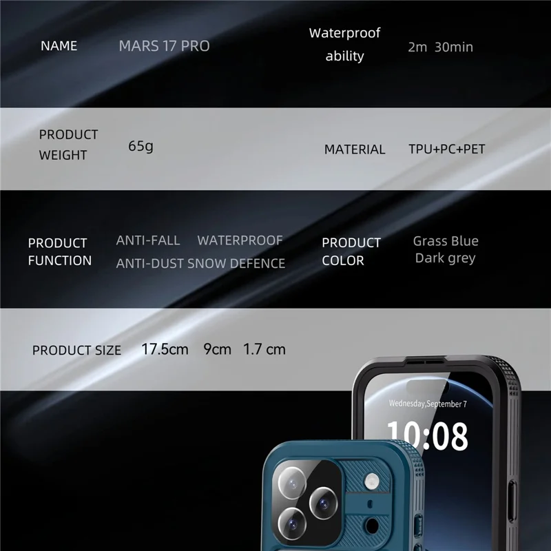 SHELLBOX Pour iPhone 17 Pro Max Coque Étanche IP68 Compatible avec MagSafe Housse de Téléphone Transparente - Noir