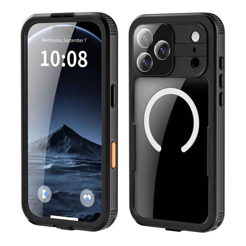 SHELLBOX Pour iPhone 17 Pro Max Coque Étanche IP68 Compatible avec MagSafe Housse de Téléphone Transparente - Noir