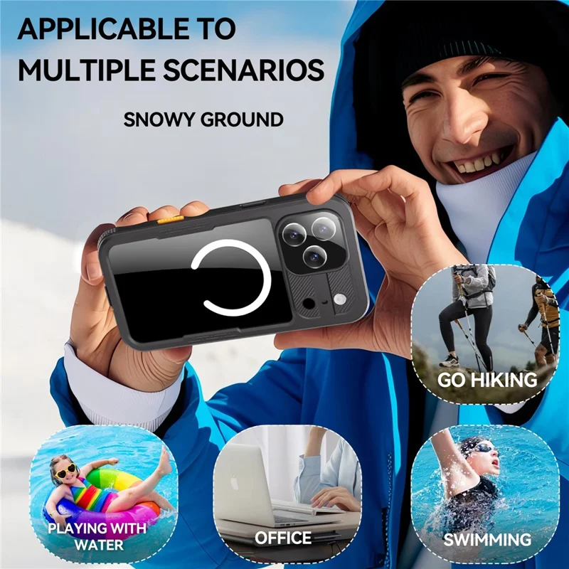 SHELLBOX Pour iPhone 17 Pro Max Coque Étanche IP68 Compatible avec MagSafe Housse de Téléphone Transparente - Noir