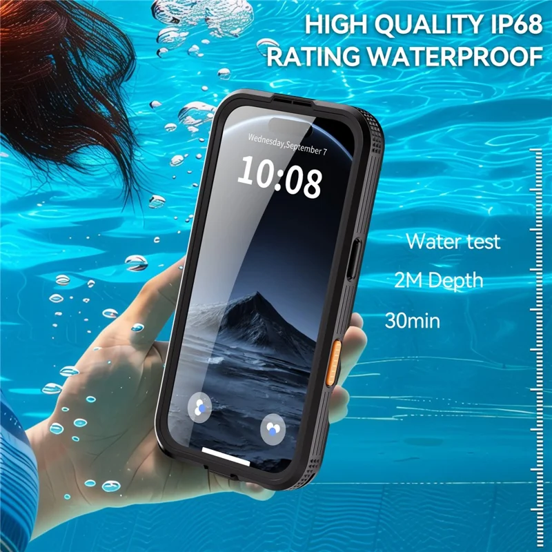 SHELLBOX Pour iPhone 17 Pro Max Coque Étanche IP68 Compatible avec MagSafe Housse de Téléphone Transparente - Noir