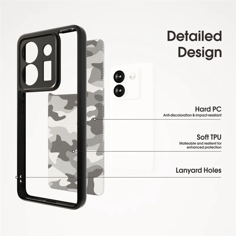 Чехол IBMRS для Xiaomi Poco M7 Pro 5G - Мягкий ТПУ-каркас, жесткая ПК-задняя крышка, противоударный, с художественным камуфляжем