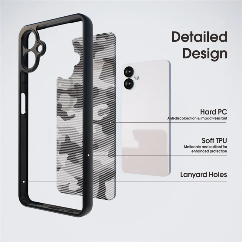 IBMRS Pour Samsung Galaxy F06 5G / M06 5G Étui Cadre TPU Souple Dos PC Rigide Housse de Protection Antichoc pour Téléphone - Camouflage Artistique