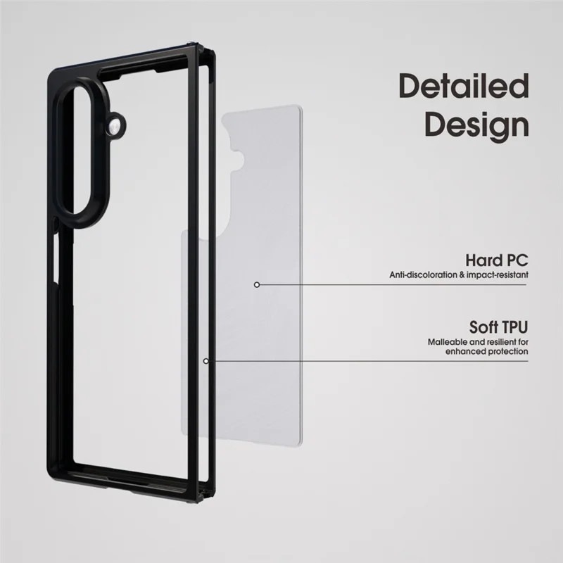 IBMRS для чехла Samsung Galaxy Z Fold7 5G, мягкая TPU рама, жесткая ПК задняя крышка, противоударный чехол для телефона - прозрачный черный
