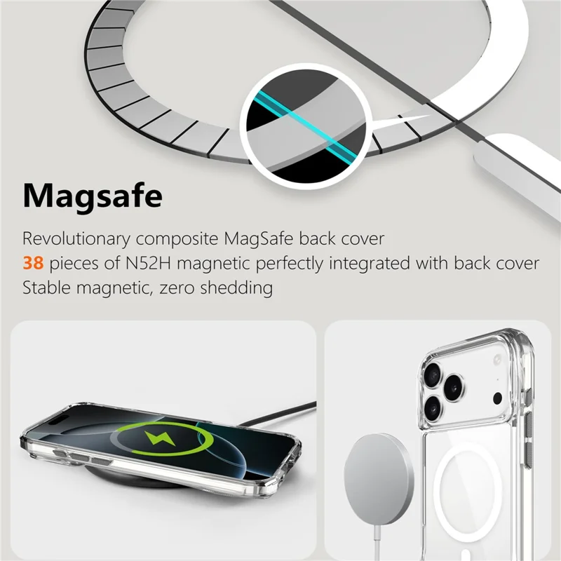 For iPhone 17 Pro Case Compatible with MagSafe TPU + PC Crystal Clear Phone Cover