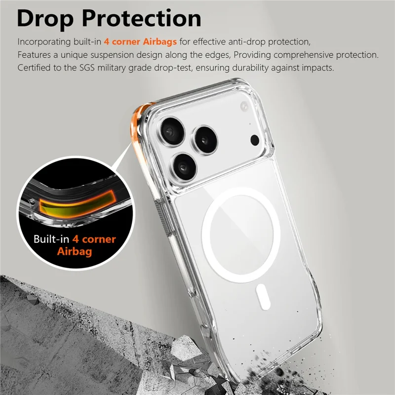 For iPhone 17 Pro Case Compatible with MagSafe TPU + PC Crystal Clear Phone Cover