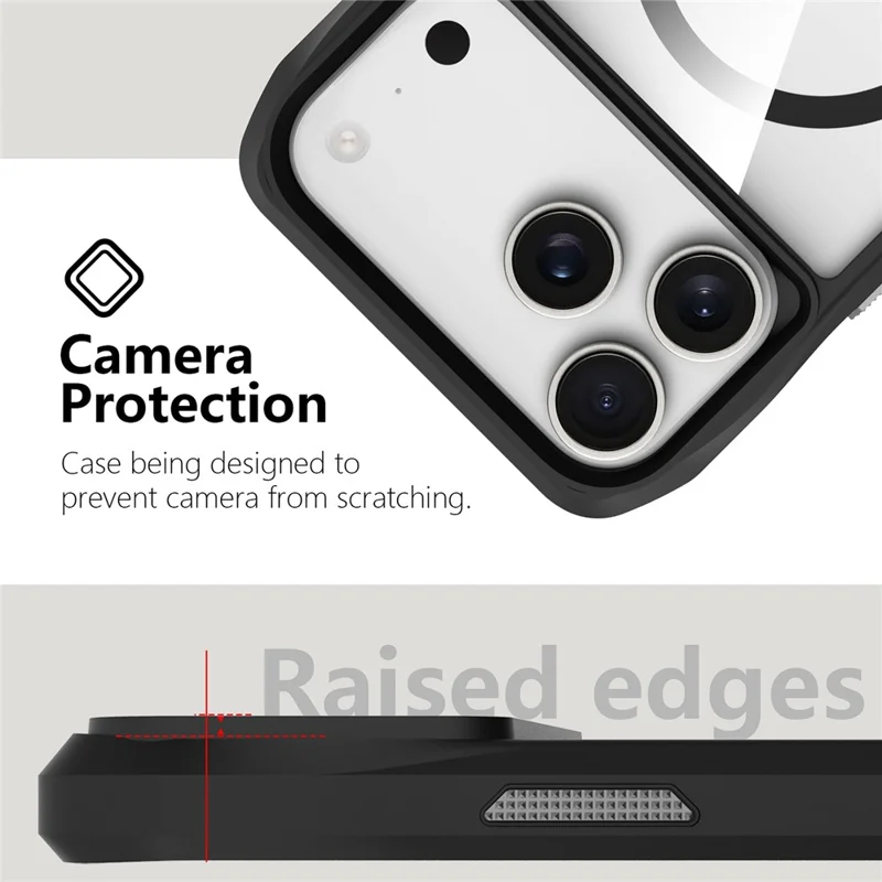 For iPhone 17 Pro Case Compatibel met MagSafe Solid Border TPU + PC Telefoonhoes - Zwart