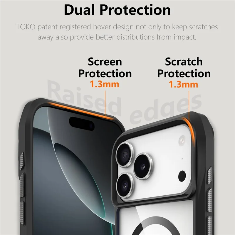 For iPhone 17 Pro Case Compatibel met MagSafe Solid Border TPU + PC Telefoonhoes - Zwart