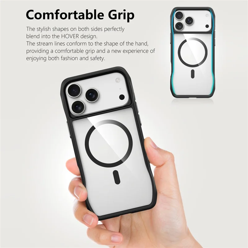 For iPhone 17 Pro Case Compatibel met MagSafe Solid Border TPU + PC Telefoonhoes - Zwart