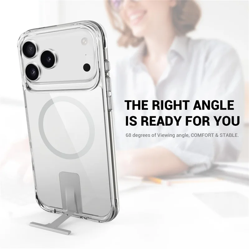 Hoesje voor iPhone 17 Pro, compatibel met MagSafe, transparant hoesje van TPU + PC met standaard - transparant