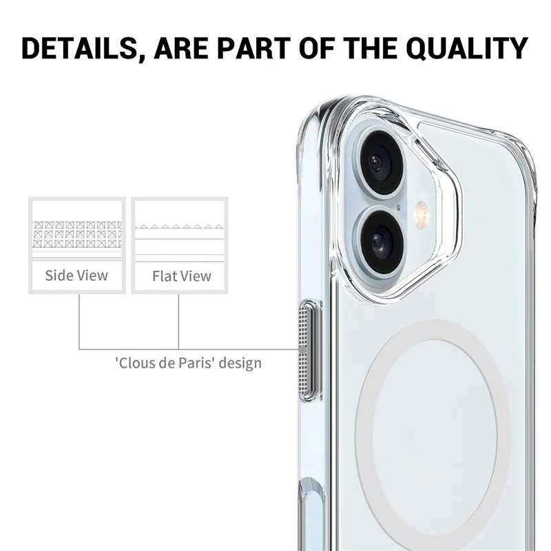 Hoesje voor iPhone 17, compatibel met MagSafe, transparant hoesje van TPU + PC met standaard - Transparant