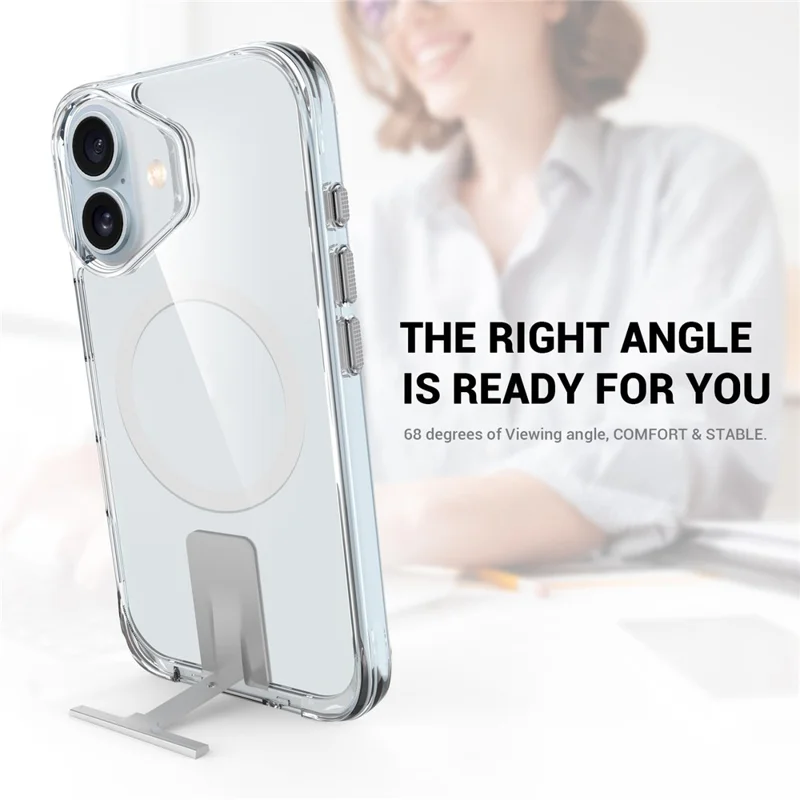 Hoesje voor iPhone 17, compatibel met MagSafe, transparant hoesje van TPU + PC met standaard - Transparant