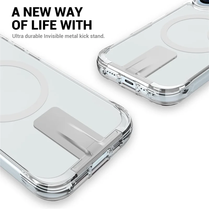 Hoesje voor iPhone 17, compatibel met MagSafe, transparant hoesje van TPU + PC met standaard - Transparant