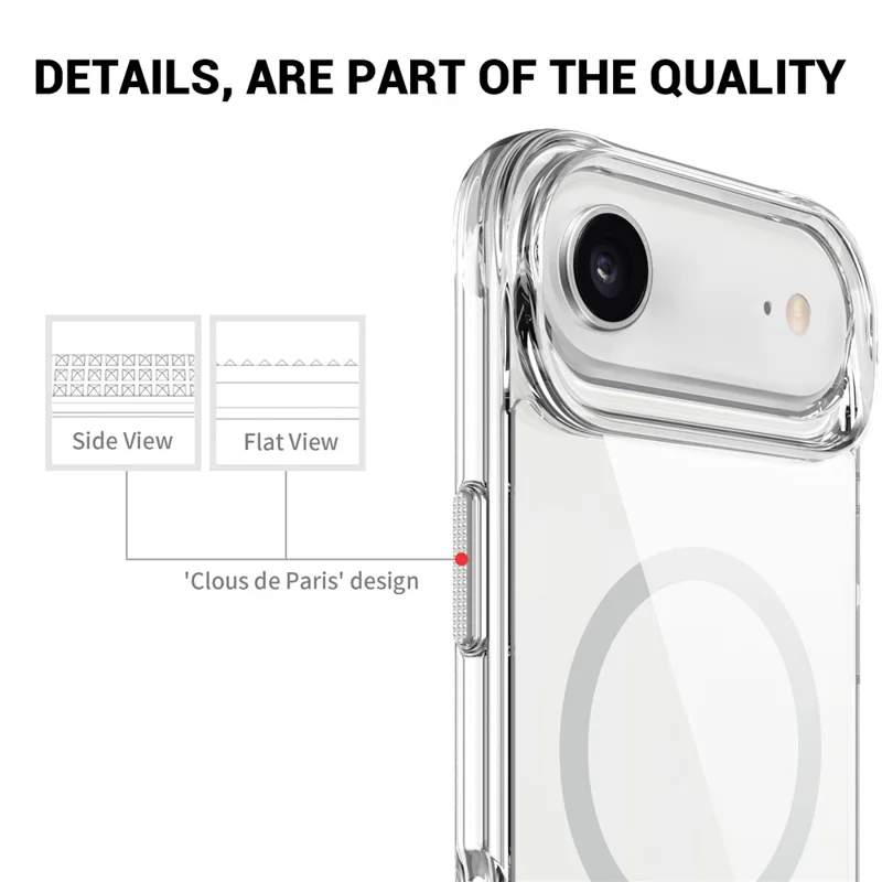 Transparante hoes voor iPhone Air, compatibel met MagSafe, TPU + PC met standaard - transparant