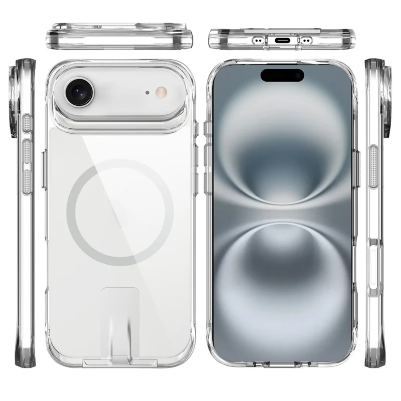 Transparante hoes voor iPhone Air, compatibel met MagSafe, TPU + PC met standaard - transparant
