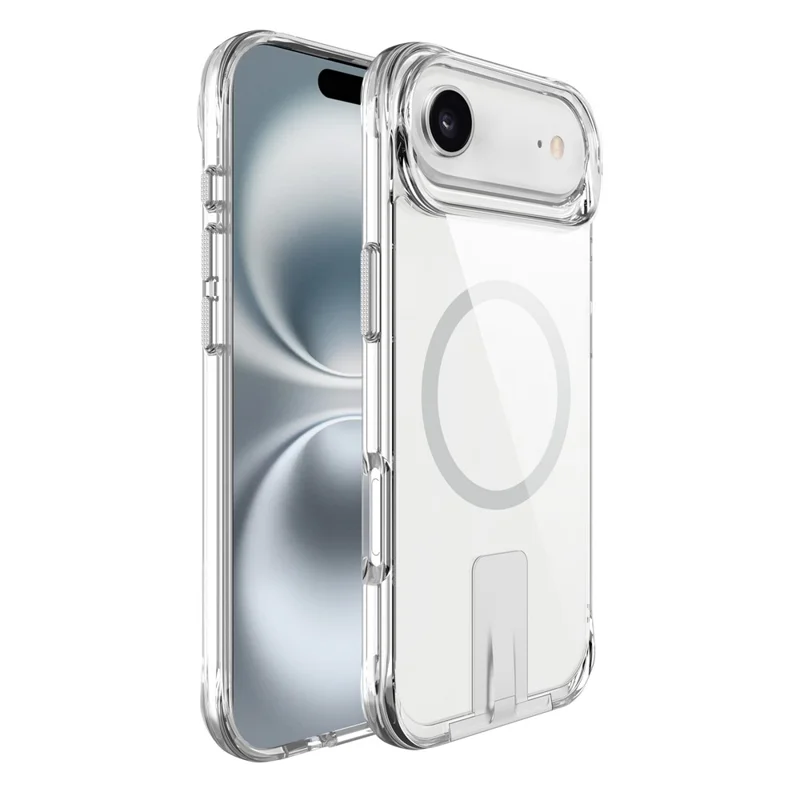 Transparante hoes voor iPhone Air, compatibel met MagSafe, TPU + PC met standaard - transparant