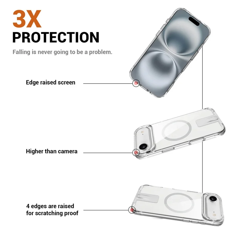 Transparante hoes voor iPhone Air, compatibel met MagSafe, TPU + PC met standaard - transparant