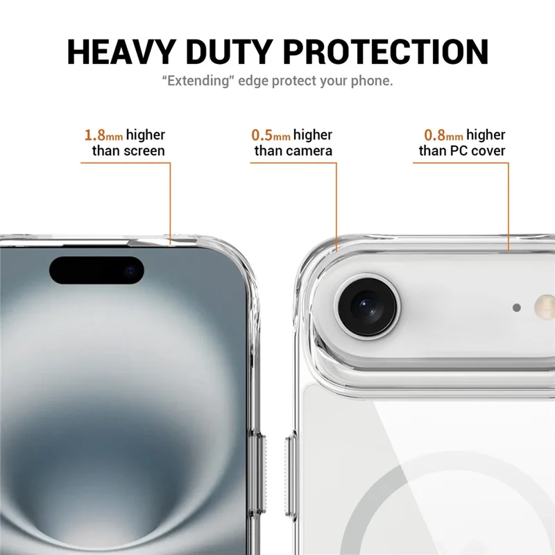 Transparante hoes voor iPhone Air, compatibel met MagSafe, TPU + PC met standaard - transparant