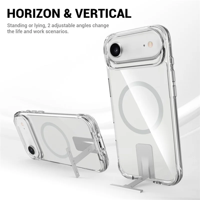 Transparante hoes voor iPhone Air, compatibel met MagSafe, TPU + PC met standaard - transparant
