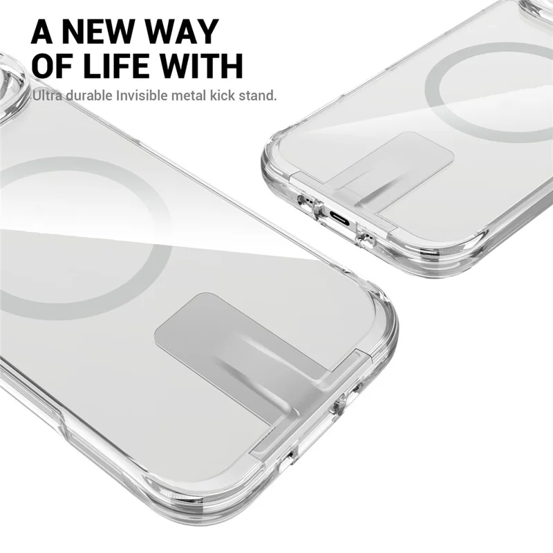 Transparante hoes voor iPhone Air, compatibel met MagSafe, TPU + PC met standaard - transparant