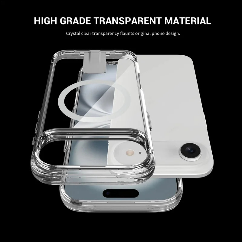 Transparante hoes voor iPhone Air, compatibel met MagSafe, TPU + PC met standaard - transparant