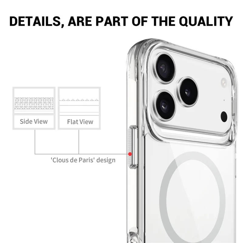Coque pour iPhone 17 Pro Max Compatible avec MagSafe TPU + PC Étui de Téléphone Transparent avec Béquille - Transparent